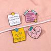 Etiqueta original Inglês carta cartoon broche inspirador positivo slogan doce estilo liga de zinco Espinho pino emblema