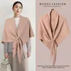Xale Tricotado de Lã Feminino Outono Inverno Espessado Quente Cachecol Triângulo Proteção de Pescoço Snood Uso Duplo Roupa Exterior Atacado Transfronteiriço