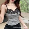 Algodón Sexy Chica Picante Puntada de Encaje Camisola Diseño Femenino Pequeña Belleza Espalda Ropa Exterior Pura Delgado Top