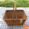 Cesta de presente de imitação de vime feita à mão, cesta de compras portátil para frutas e vegetais, pão, cesta de piquenique de tecido, caixa de armazenamento de lanches criativos