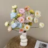 Flores Artificiales con 6 Cabezas, Rosas Pastorales para Bodas, Decoraciones de Pasillo de Salón de Bodas, Materiales de Decoración de Escenario de Hotel, Flores de Seda, Accesorios de Fotografía