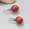 Brincos redondos de prata de lei S925 com ágata vermelha do sul brincos retrô estilo nacional brincos simples vazados joias atacado