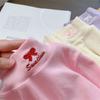 Camiseta de primavera y otoño para mujer y niño, estilo occidental, con personalidad infantil, estilo coreano moderno, cuello medio alto, bordada, color liso.