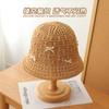 Sombrero de paja con lazo Dongdaemun de Corea del Sur, bonito y dulce sombrero de pescador para niñas, ideal para viajes de primavera y verano, para la playa y el sol.