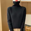10 Suéter de Mujer de Lana Pura de Siete Agujas con Cuello Solapa Sin Costuras de Cuello Alto Rayado Integrado de Moda Axila 0 Tejido de Punto de Capa Base Engrosado