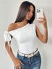 Novedad Otoño e Invierno 2026 Aliexpress Ropa Femenina Transfronteriza Sexy Camiseta con Escote Asimétrico y Diseño de Hombro Caído, Top Corto de Nicho