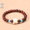 Pulseira Leão Despertando de Sândalo Vermelho Folha Pequena da Zâmbia DIY Retrô Cultural e Criativa Pulseira de Contas de Madeira Buda Masculina e Feminina Atacado