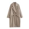 Outono novo moda feminina simples de lã com botões duplos, solto, comprimento médio, casaco 3046701