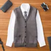 Novo Colete Masculino Outono/Inverno 2026 Casual Gola V Cardigan Puro 100% Lã Colete Engrossado Atacado