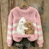 Nueva sudadera de franela con cuello redondo para mujer, impresión digital 3D de Amazon, sitio web independiente transfronterizo, personalizable para otoño e invierno