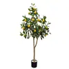 Árbol de Limón Artificial con Cascabeles Colgantes, Gran Adorno Decorativo de Pie para Sala de Estar y Casa de Huéspedes, Decoración Bonsái Estilo Nórdico