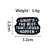 Broche Geométrico Criativo Fundo Preto Texto Branco Personalidade Esmalte Liga Combinado de Insígnia com Frase em Inglês Acessório de Fixação para Roupas