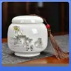 Porcelana Branca Dehua Mini Lata de Chá Cerâmica Pequena Caixa de Embalagem para Chá Lata Portátil Porcelana Jade Gordura de Carneiro Sem