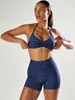 2026 Nuevo Conjunto de Yoga Sin Costuras de Lunares Europeo y Americano con Almohadillas en el Pecho, Cuello Halter, Espalda Hermosa, Shorts Levanta Glúteos, Conjunto de Dos Piezas para Fitness