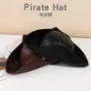 Chapéu de Pirata para Halloween Adereços de Cosplay Chapéu de Capitão Caribenho Chapéu Triangular Unissex Chapéu de Couro PU