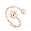 Anillo Japonés y Coreano Lindo de Dibujos Animados Pata de Gato Abierta Huella de Gato Zircón para Mujer Acero Inoxidable Simple Anillo Lindo para Niña