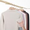 Camisa Básica Feminina Slimming Estilo Ocidental Gola Meia-alta Outono e Inverno Camiseta de Manga Longa Gola Média Roupa de Baixo Feminina de Algodão com Fio Slim Fit