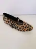 ZA Zapatos Mary Jane para Mujer con Estampado de Leopardo Retro y Crin de Caballo, Punta Cuadrada, Correa Única, Suela Plana, Versátiles, Casuales, para el Trabajo, Corte Bajo, Zapatos Individuales para Mujer