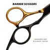 Tijeras para Cortar el Cabello Domésticas, Modelo Oro Negro, Acero Inoxidable Integrado de Dientes Planos Tijeras Profesionales de Peluquería, Específicamente para Peluqueros y Barberos