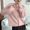 Novo Cardigan de Tricô Slim e Versátil Outono/Inverno com Pedraria Estereoscópica e Design de Flores para Mulheres, Jaqueta Fresca e Rejuvenescedora