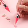 Especial transfronterizo para bolígrafo de uñas, nuevo bolígrafo de acero inoxidable con punta de diamante de imitación para joyería de uñas, bolígrafo perforador adhesivo de doble punta y doble propósito.