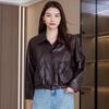 Chaqueta de Piel Genuina Haining para Mujer Corta Otoño e Invierno Nuevo Estilo 2025 Elegante Clásica Chaqueta Pequeña de Piel de Cabra