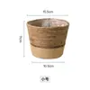 Maceta tejida de algas marinas, cesta de almacenamiento de plantas verdes estilo nórdico, contenedor de flores de ratán, macetero decorativo para balcón con capa impermeable