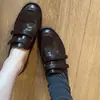 ¡La fábrica está en proceso de producir bienes! Mocasines Retro de Estilo Británico sin Cordones, Zapatos Versátiles de Piel con Tacones Gruesos y Correas de Velcro, Zapatos de Salón de Moda