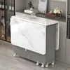 Mesa de comedor plegable para el hogar, apartamento pequeño, simple, multifuncional, móvil con ruedas, apartamento de alquiler, rectangular, mesa de comedor pequeña