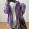 Cárdigan Sudadera Color Sólido con Capucha para Mujer Primavera y Otoño 2025 Nuevo Holgado Talla Grande Estilo Coreano Estilo Perezoso Chaqueta con Cierre para Mujer