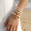Bs0014 Moda Europea y Americana Estilo Étnico Estrella de Mar Concha Turquesa Perla Tobillera Bohemio Playa Joyería para Mujer