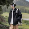 Nasa sobre Chaqueta de Trabajo Desestructurada con Cremallera de Moda para Hombres y Mujeres, Chaqueta Corta de Solapa de Moda Estilo Americano para Primavera y Otoño