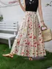 Falda Midi de Patchwork Estampado Estilo A para Mujer 2026 Verano Nuevo Estilo Cintura Alta Cubre Cadera Casual Versátil