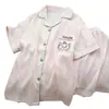 Pijama de Gato Miko de Color Sólido para Niñas, Conjunto de Dos Piezas con Shorts de Manga Corta de Verano y Cárdigan, Ropa de Casa Suave y Linda Estilo Princesa