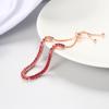 Pulsera de cristal de color cuadrado ajustable de perforación de fila única de 3 mm popular en Europa y Estados Unidos, joyería de circonita chapada en oro al por mayor