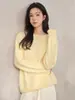 Ropa Especial Zhengqi/ Suéter Pulóver de Lana Blanco de Cuello Redondo para Mujer, Top de Punto Base para Mujer