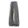 Calça Casual Retta com Cordão e Padrão de Diamante, Marca Moderna Estilo Americano para Homens, Nova Calça Esportiva Jacquard de Perna Larga para Primavera e Outono