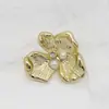 Botões Decorativos de Metal Pontilhados com Diamante e Pérola em Formato de Flor para Camisas, Tops, Suéteres, Casacos Femininos