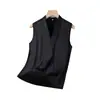 Elegante Camiseta Interior Estilo Blazer Profesional, Nueva Camiseta sin Mangas con Cuello en V para Mujer, Ropa de Abrigo Ajustada sin Mangas