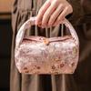 Bolsa de Almacenamiento de Brocado Rosa Caryophyllum Bolso de Mano de Alto Valor para Mujer Bolsa Portátil para Camping al Aire Libre Bolsa para Bolsitas de Té Hecha a Mano