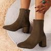 Tacones altos otoño e invierno de mujer punta afilada 2023 nuevas botas cortas de mujer negras media pantorrilla elásticas botas Martin gamuza botas de mujer que combinan con todo