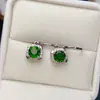 Venta al por mayor de fábrica Pendientes Populares de Diopsido Natural con Incrustaciones de Plata S925 Piedra Principal 6*6 Joyería de Lujo Venta Directa de Fábrica