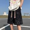 Shorts Esportivos Waffle Tie-Dye Masculino Verão Solto Reto Versátil Casual Calça de Cinco Pontos 2025 Nova Marca Tendência