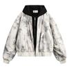 Comércio exterior americano tie-dye falso duas peças jaqueta bomber masculina 2025 primavera nova marca de moda retro jaqueta com capuz