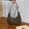 Bolsa Casual Retro de Camurça Nicho para Mulheres 2025 Outono Nova Moda Simples Bolsa Meia-Lua Ombro Único Bolsa de Axila