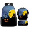 La Mochila de Halloween Más Vendida de Amazon, Set de Tres Piezas de Calabaza Fantasma, Mochila Escolar para Estudiantes de Primaria y Secundaria, Mochila Infantil, Bolso de Hombro