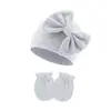 Conjunto de Gorro y Manoplas para Bebé Niña Recién Nacida Gorro de Hospital Gorro con Lazo Guantes de Bebé 0-6 Meses Gorro