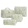 Bolsa de Cosméticos Acolchada de Gran Capacidad Floral Juego de Cuatro Piezas Almacenamiento Portátil Tela de Algodón Estuche para Lápices Juego de Tres Piezas Ins Viaje