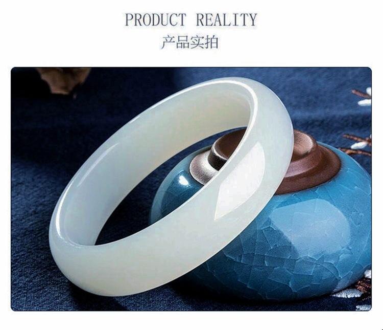 智贝主图_2外蒙古白玉料玉镯玉雕羊脂玉手镯精工工艺品送家人