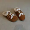 Primer Encuentro Hebilla de Cinturón Ji Calzado Exterior sin Cierre Pantuflas para Mujer Otoño Invierno Nuevo Cubierta Parcial Piel Zapatos Birkenstock Planos para Mujer